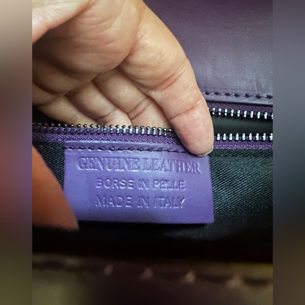 Purple Borse in Pelle Italian Leather Crossbody Purse - Picture 10 of 13